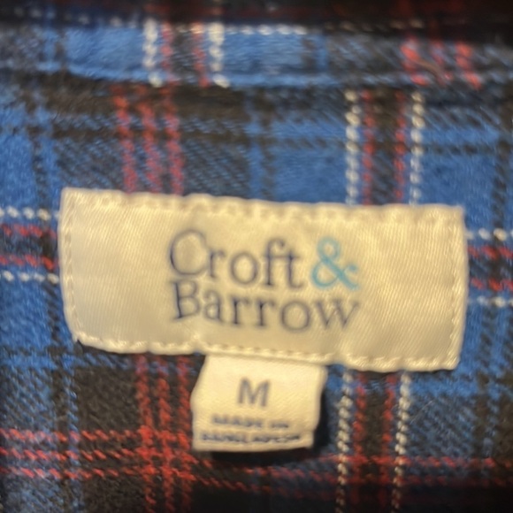 CROFT &Barrow mens  plaid flannel button down shirt with one pocket size M. - Picture 3 of 4